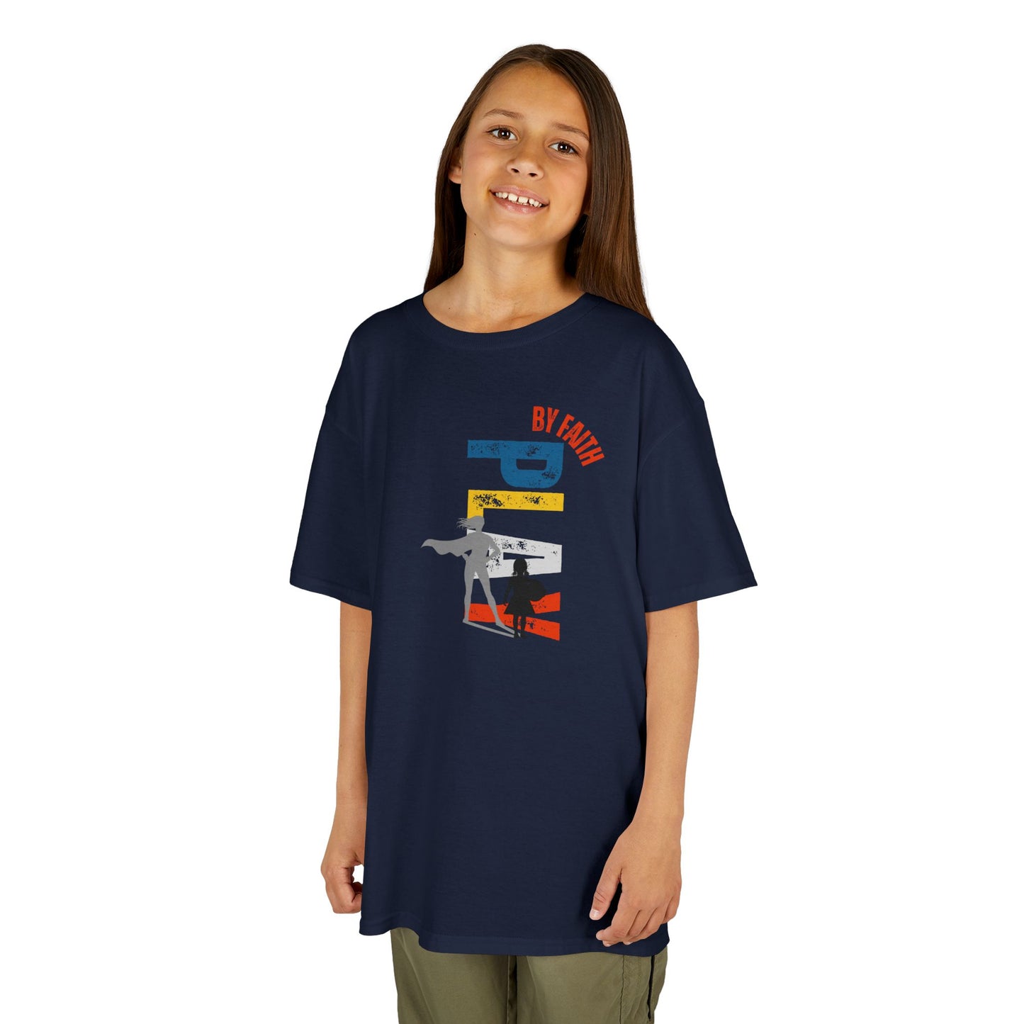 Play by faith, girl. Kids Heavy Cotton™ Tee