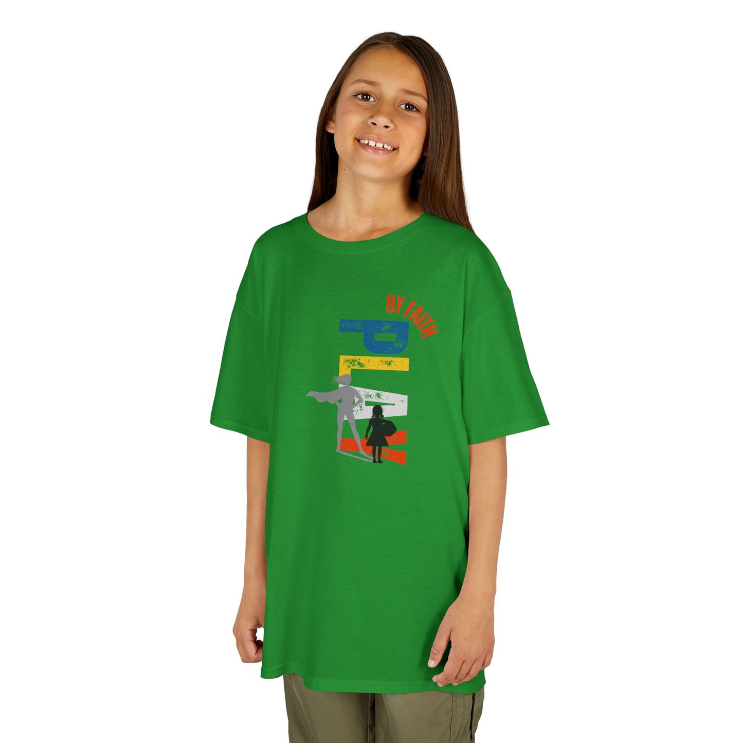 Play by faith, girl. Kids Heavy Cotton™ Tee