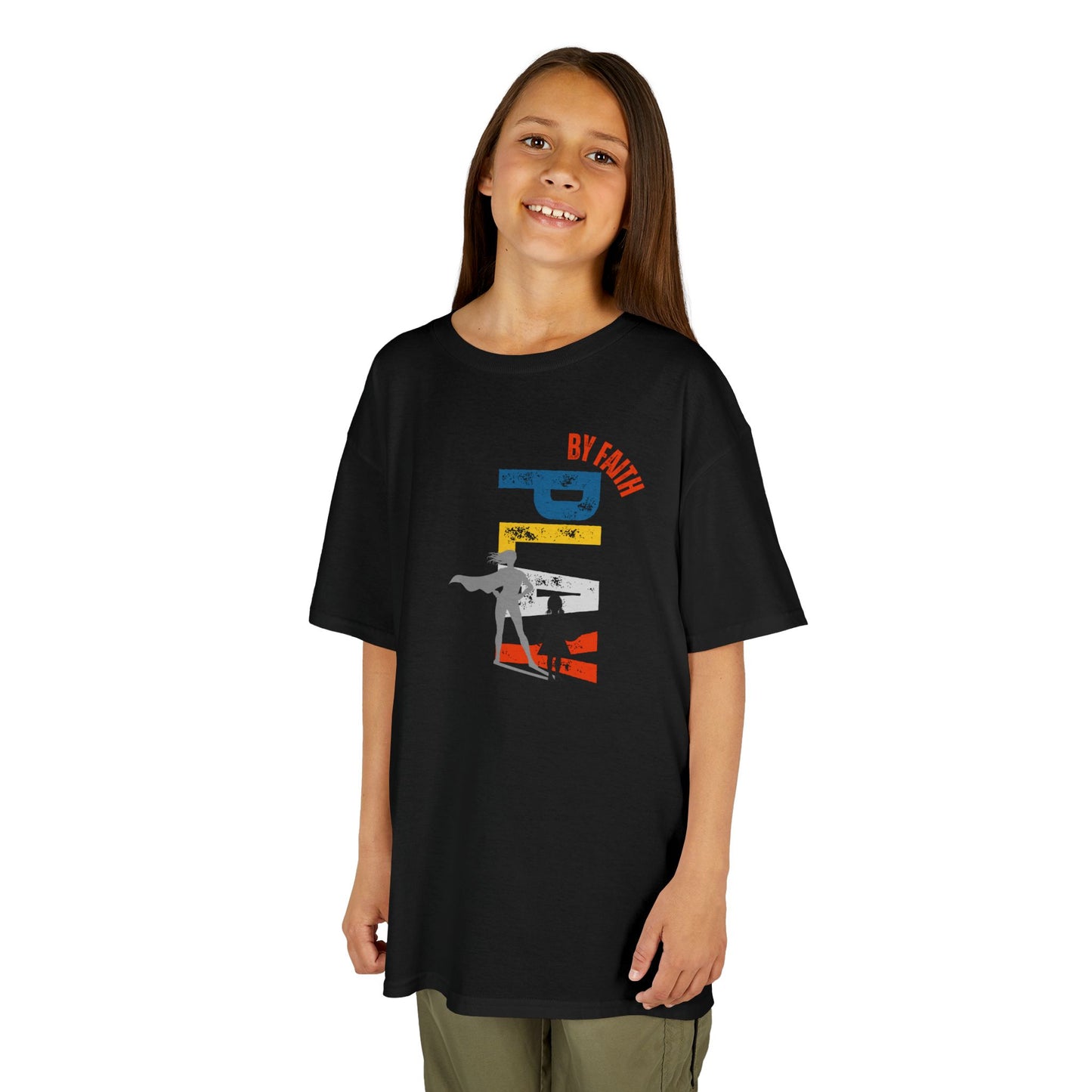 Play by faith, girl. Kids Heavy Cotton™ Tee