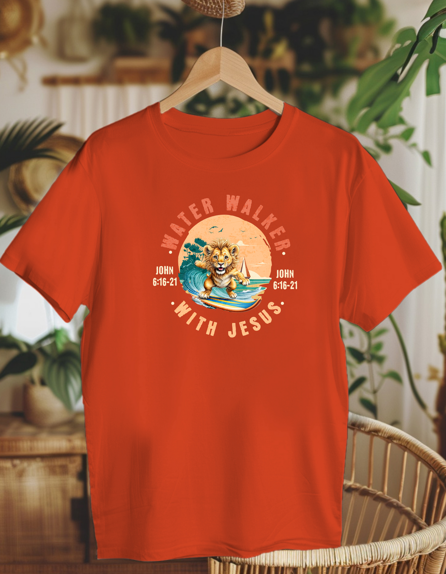 Water walker with Jesus. Kids Heavy Cotton™ Tee