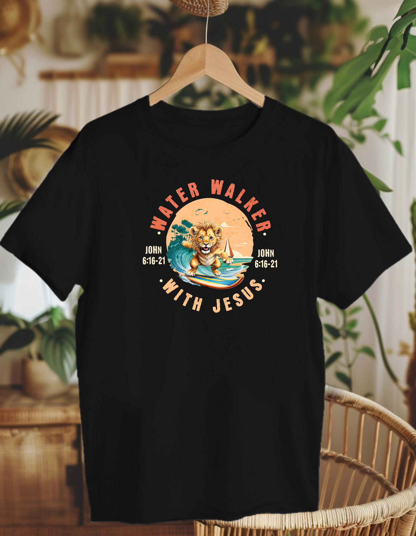 Water walker with Jesus. Kids Heavy Cotton™ Tee