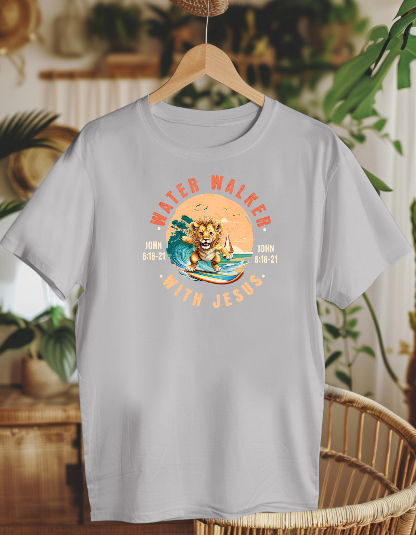 Water walker with Jesus. Kids Heavy Cotton™ Tee