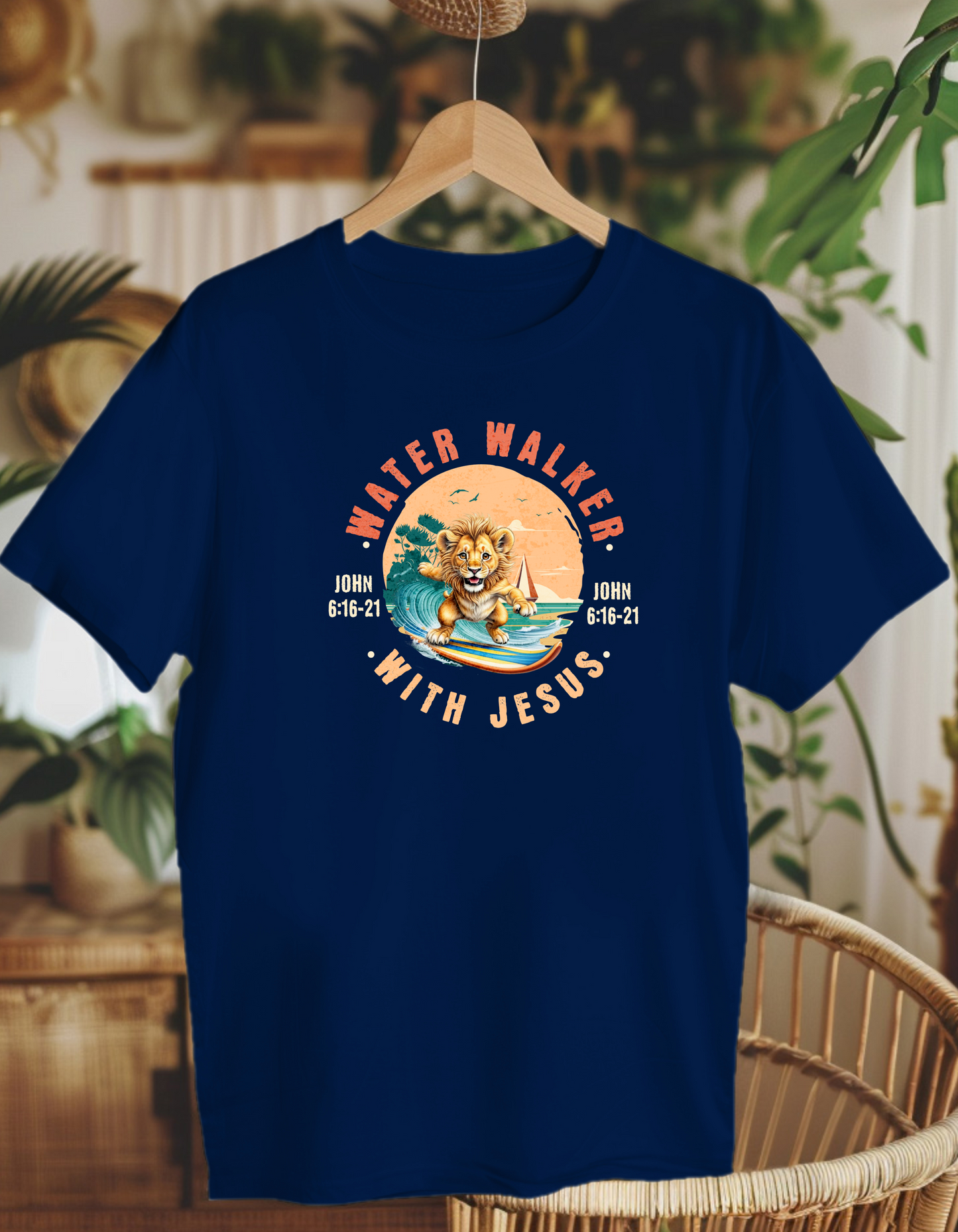 Water walker with Jesus. Kids Heavy Cotton™ Tee