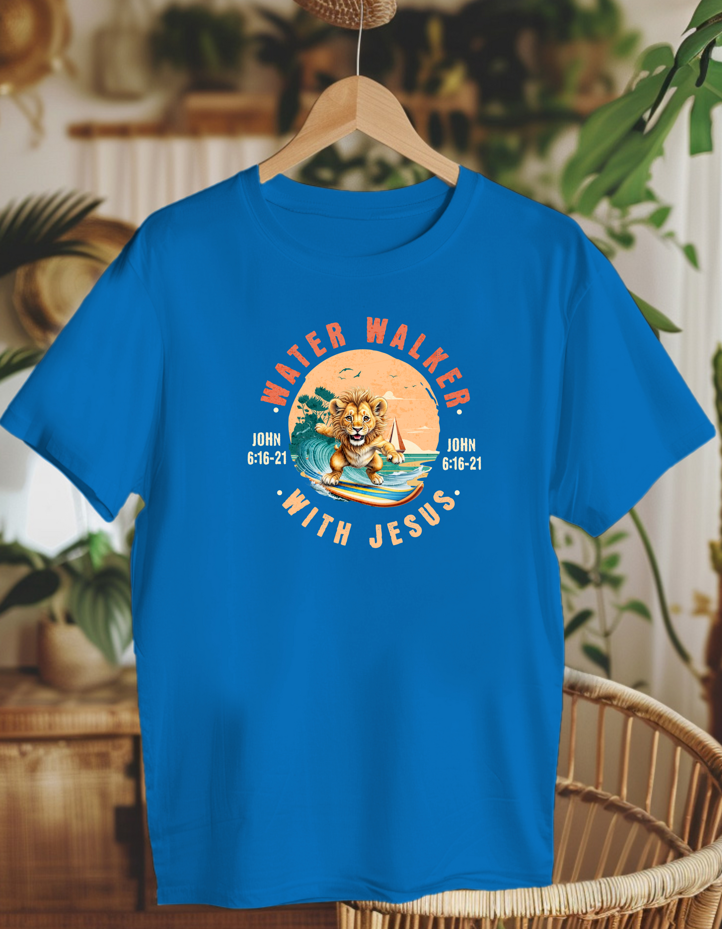 Water walker with Jesus. Kids Heavy Cotton™ Tee