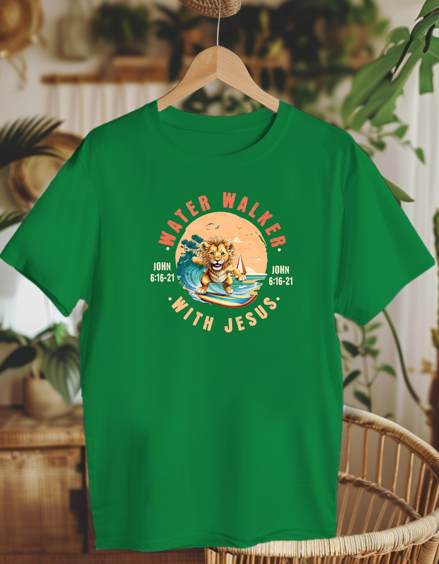 Water walker with Jesus. Kids Heavy Cotton™ Tee